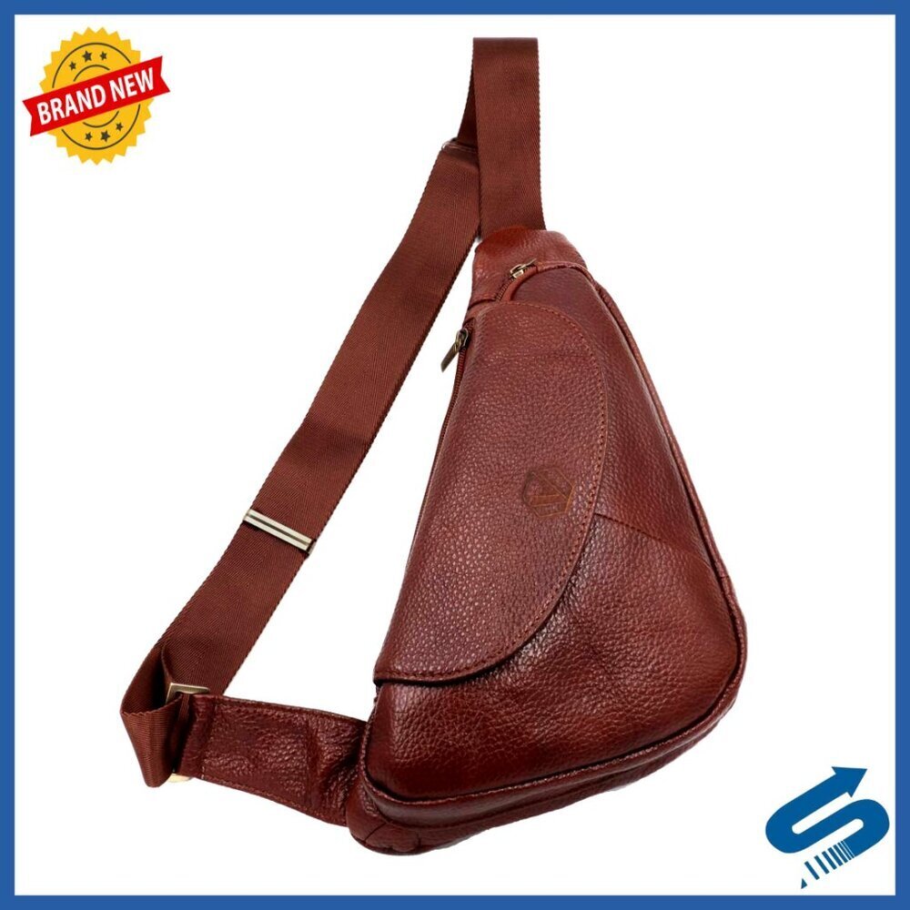 Genuine Leather Sling Backpack Crossbody Daypack Adjustable Strap Dual
